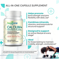 Capsules de calcium, magnésium et zinc en marque privée OEM avec vitamines A, D3, K2, B6, E pour la force osseuse, le soutien musculaire et immunitaire