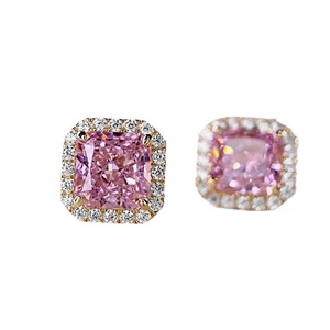 Set di anello e collana quadrati rosa per donna, gioielli eleganti per feste e occasioni speciali - Product Image 5