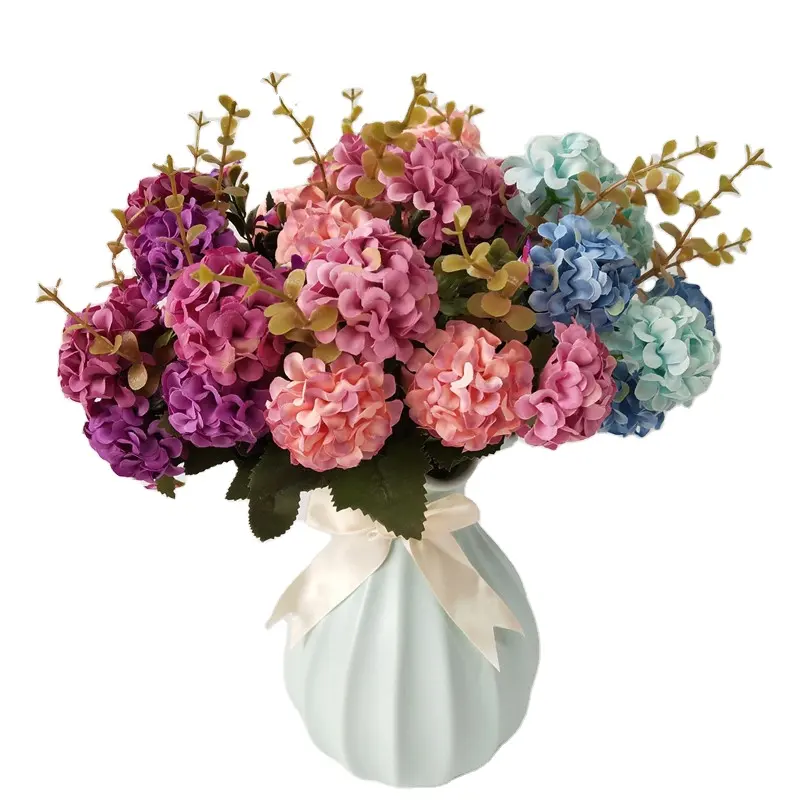 12 zoll Artificial blume seide ölgemälde hortensien ball bouquet chrysantheme kleine blume grüne pflanze für hochzeit dekoration