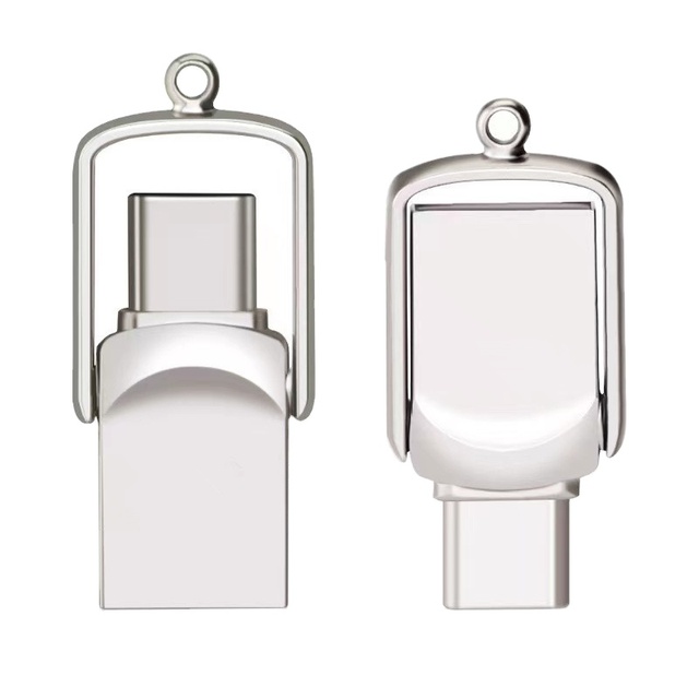 Metal Rotating USB Flash Drive with Type-C Interface 32GB/512GB/2TB Capacity Dual-Use for Phone & Computer