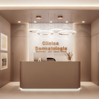 Bureau de réception en bois de style moderne avec logo personnalisable, couleur personnalisable, grand format, pour boutique, avec plusieurs espaces de rangement