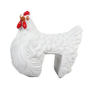 Ornement artisanal en résine pour jardin extérieur, en forme d'oiseau peint, autoportant - Product Image 4