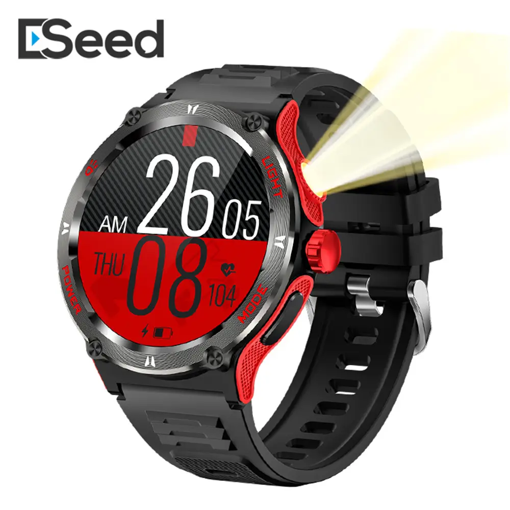 Eseed 3ATM Deep Waterproof KT76 Men Outdoor Sports Smart Watch with Big Battery Compass Strong Light Flashlight Smartwatch 2024