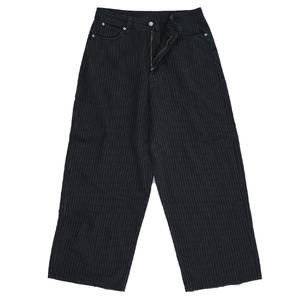 กางเกงยีนส์ทรงหลวมลายทางวินเทจ กางเกงขายาวทรงโอเวอร์ไซส์สำหรับผู้ชาย - Product Image 2