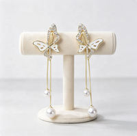 Boucles d'oreilles pendantes tendance en alliage avec fleurs, perles simulées, style bohème, longues, pour femme, bijoux de fête et de vacances