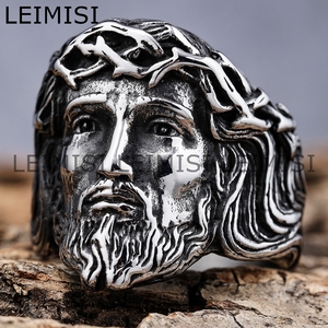Hiphop in acciaio inox oro Catholic crucifio gesus cristo anelli Christian protezione gioielli per gli uomini delle donne - Product Image 1