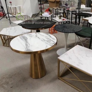 Mármol blanco de mesa redonda superior barra - Product Image 3