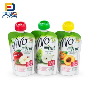 Custom Printed Baby Food Yogurt Beverage Pouch Puree Stand Up Nozzle Bag Juice Plastic Spout Pouch
