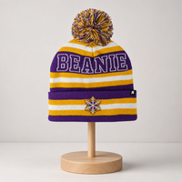 Bonnet en tricot 100 % acrylique personnalisé avec logo jacquard, idéal pour l'hiver, les clubs de football, les équipes de hockey et le ski