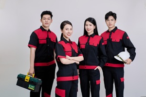 Ropa de trabajo de alta visibilidad TC tela mujer anticontracción transpirable vietnamita FMF mujer negro y rojo conjunto de ropa de trabajo de seguridad de manga larga - Product Image 4