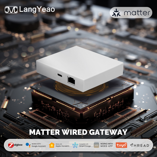 LangYeao Smart Home Gateway, Zigbee Thread Matter Hub, Works with Apple HomeKit Google Alexa, MOES Tuya App, Voice Control