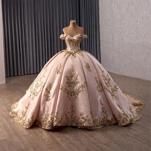 pink white and gold dress Dancing Queen 1944 Long Quinceanera Dress Pink / Small