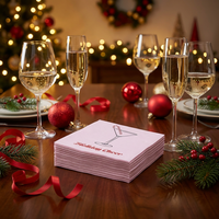 Weihnachts-Cocktail-Servietten mit Festtagsmotiv, 3-lagig, aus Frischholzfasern, Einweg-Papierservietten für Bars und Feiertagsfeiern, Individuell Anpassbar