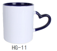 Mug en céramique personnalisable avec poignée en forme de cœur, idéal pour l'eau, les accessoires scolaires et les cadeaux