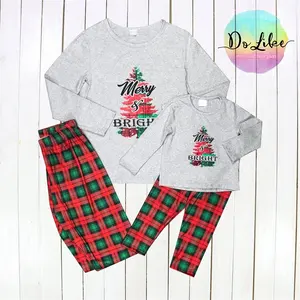 High quality mommy and me outfits plaid pants Christmas pajamas family 2pcs matching outfits
