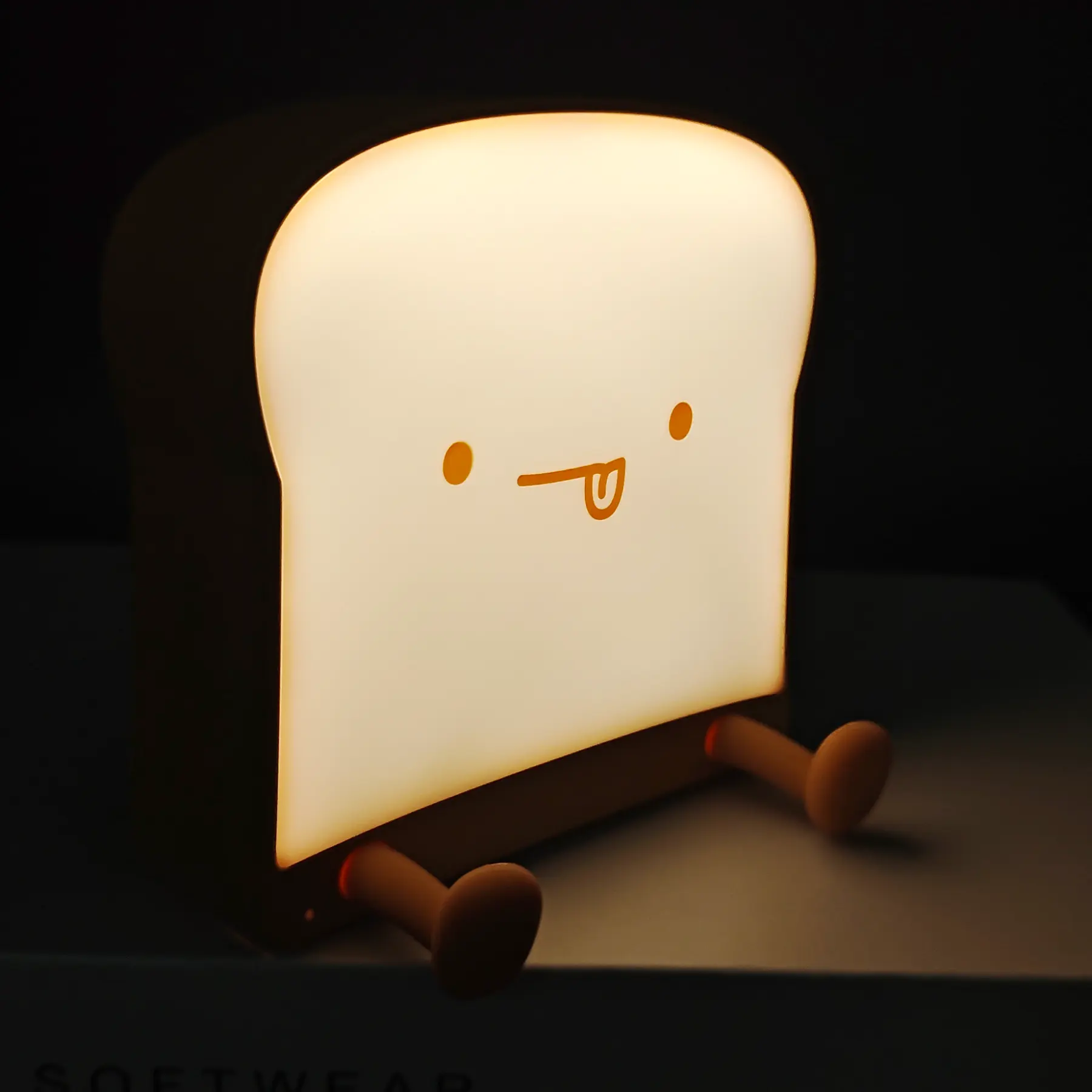 Toast pain LED veilleuse veilleuse Rechargeable Portable chambre chevet lit lampe Unique support de téléphone avec lampe chaude arrière
