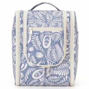 Bolsa de Aseo Colgante Azul con Diseño de Hojas para Viaje, para Mujeres y Hombres, Bolsa de Maquillaje, Organizador para Baño y Ducha - Product Image 1