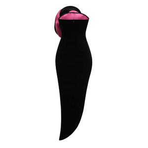 בגד ים פטורים סקסית פרחים שמלה ארוכה נשים שחור ורד קטיפה אדום קטיפה רזה שמלות ערב מסיבת ערב שמלות ערב שמלות - Product Image 4