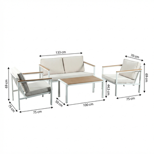 Set Sofa Luar Ruangan Rangka Baja Modern 4 Buah Set Furnitur Teras dengan 2 Kursi Loveseat dan Meja untuk Taman Dek. - Product Image 5