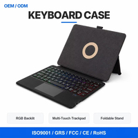 Funda con Teclado Bluetooth Retroiluminado para iPad con Panel Táctil y Soporte, Cubierta de Teclado para Tablet en Árabe e Inglés con Soporte para Stylus