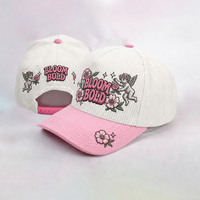 Casquette de baseball bicolore 5 panneaux en coton et polyester avec logo brodé, visière incurvée, ajustable, style streetwear décontracté, vente en gros OEM ODM
