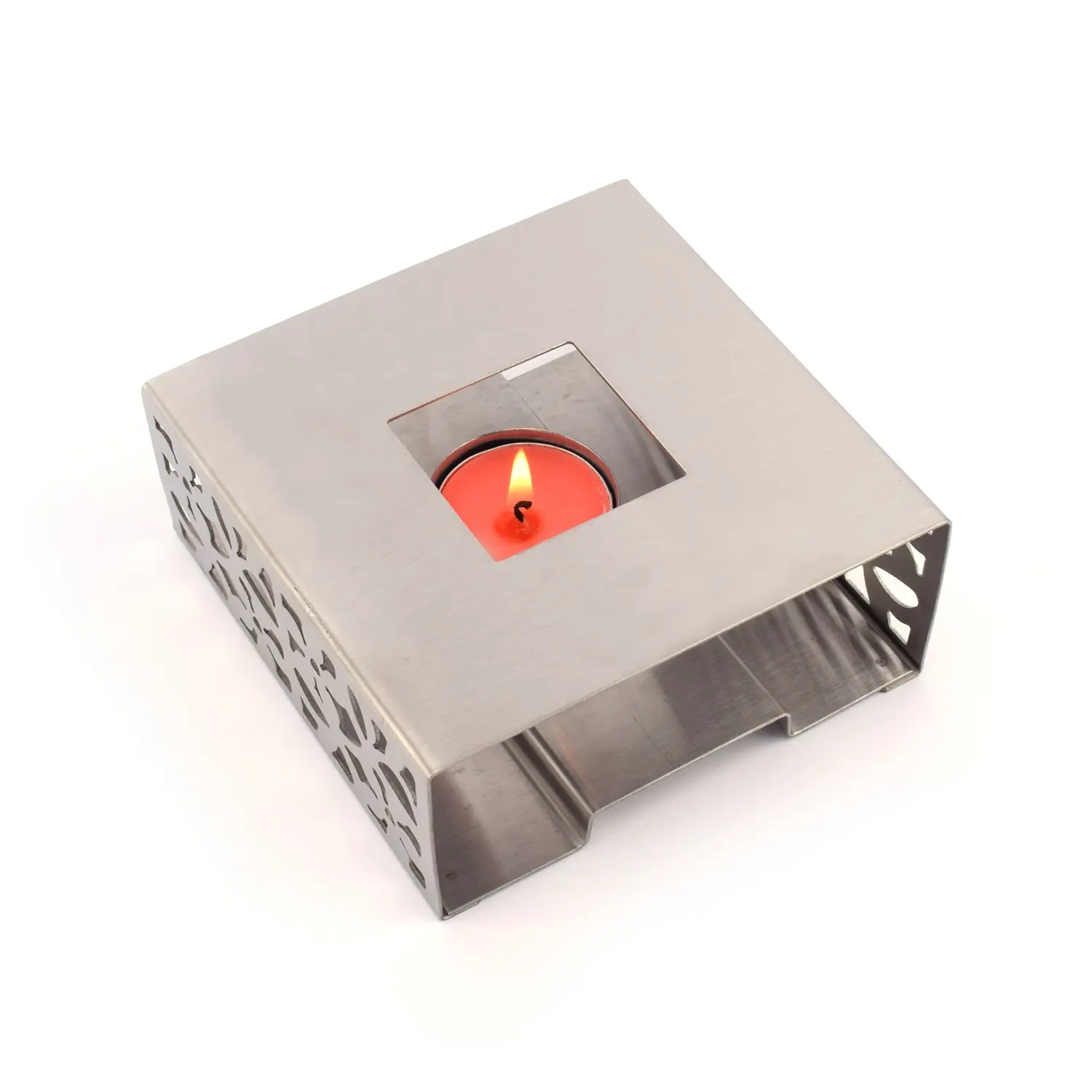 Square Shape Stainless Steel Tea Warmer With Tealight Candle House