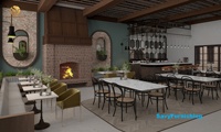 Conception d'intérieur de pub et de restaurant industriel, plan de conception complet sur mesure pour la boutique, intérieurs de café rustiques, ensemble de mobilier pour bar à café à vendre