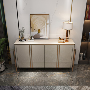 מודרני חדר אוכל נירוסטה מזנון ארון מזנון עץ אחסון קבינט למטבח קונסולת שולחן לכניסה דרך - Product Image 4