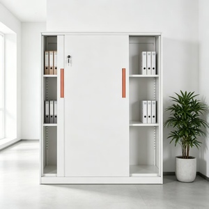 <span class=keywords><strong>Armoire</strong></span> basse en acier personnalisée avec 2 portes coulissantes, <span class=keywords><strong>armoire</strong></span> de classement en métal avec porte vitrée, <span class=keywords><strong>armoire</strong></span> d'archives, <span class=keywords><strong>armoire</strong></span> de rangement pour bons de commande pour bureau - Product Image 4