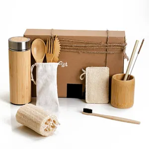 Hot Selling Eco Friendly Zero Waste Gift Sets Sustainable Bamboo Travel Kit Gifts for Women & Men Tumbler Set