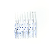 Aiguilles à tricoter en porcelaine bleu blanc, ensemble de crochet en aluminium, 9 pièces, nouveauté, pull poignée en plastique, bleu et blanc