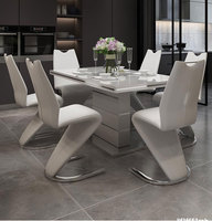 Ensemble de table à manger carrée en acier inoxydable doré 6 8 10 12 places avec dessus en marbre et verre trempé