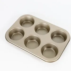Customized Carbon Steel Paint Biscuit Tray Baking Mold Pan 6 Cavity Cupcake Mold Muffin Pan