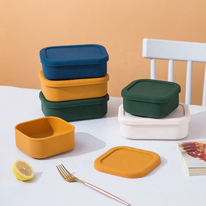 Food Grade Silicone Bento <b>Lunch</b> <b>Box</b> High-capacity BPA Free Food Storage <b>Box</b> with Lid OEM/ODM Square Dishwasher and Freezer Safe - Product Image 1