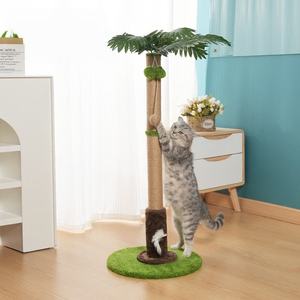 Árbol de Actividades para Gatos Pequeños, Moderno, Simple, de Felpa Crema, Casa en el Árbol, Torre para Gatos - Product Image 2