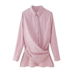 批发休闲条纹长袖女式衬衫 - Product Image 4