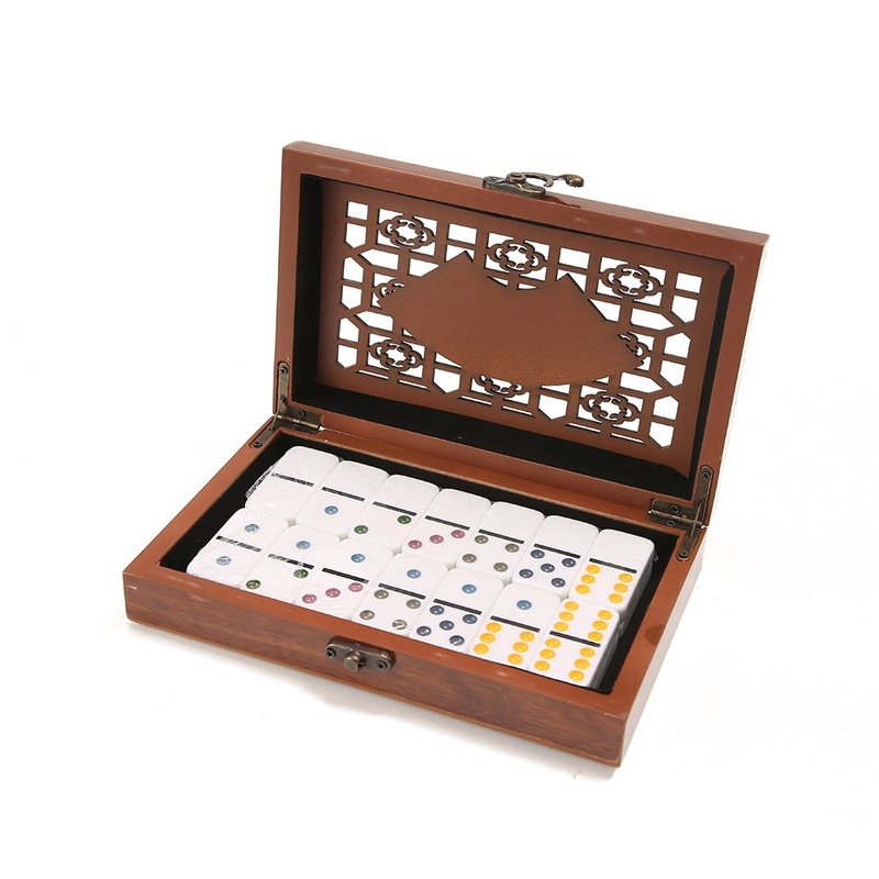 Premium Wood Grain Domino Set Cross
