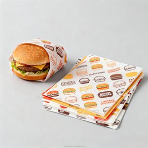Wholesale Custom Logo Food Grade Thickened Greaseproof <b>Paper</b> Sheets <b>Burger</b> <b>Wrap</b> Packaging - Product Image 1