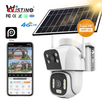 Caméra de surveillance Wistino 4G avec carte SIM, alimentée par panneau solaire, pour ranch, verger, surveillance à distance, vision nocturne, caméra solaire AOV