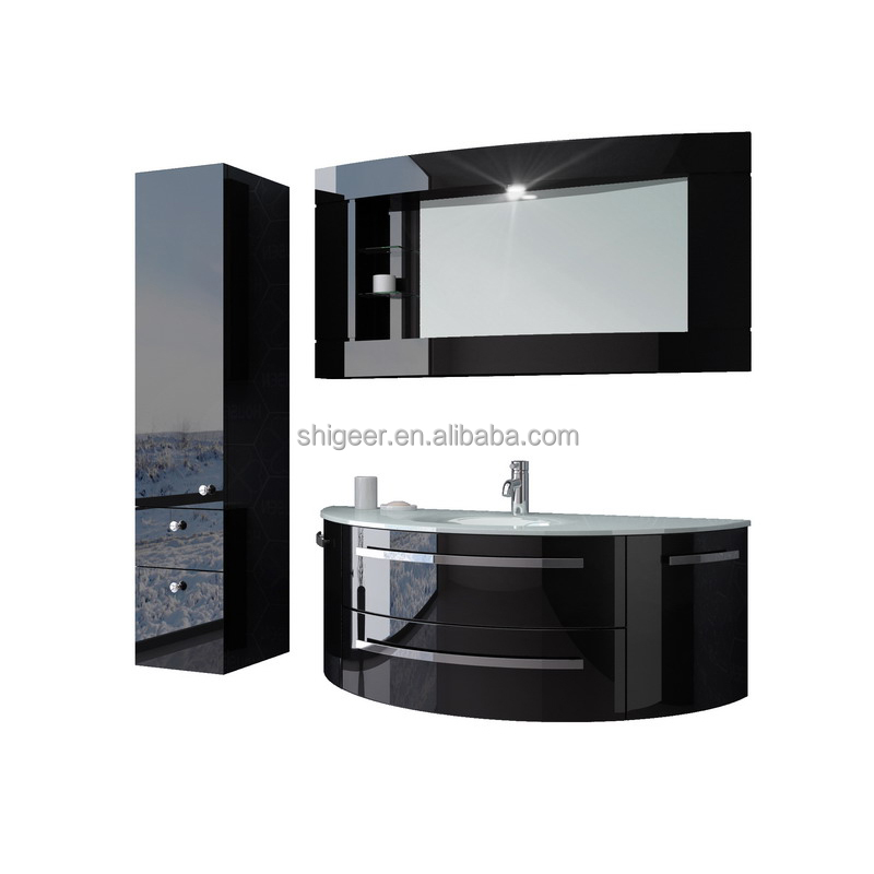 Modern Bathroom Vanity Cabinet Solid Surface Vanity Top Design Set WPC/Particleboard Mirror Storage Shelf Vanity Unit Bathroom