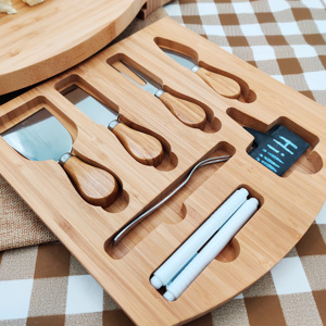 Tabla de cortar queso de bambú grande, juego de cuchillos, plato de charcutería de madera para uso en la cocina, picar vino, queso, <span class=keywords><strong>carne</strong></span> - Product Image 3