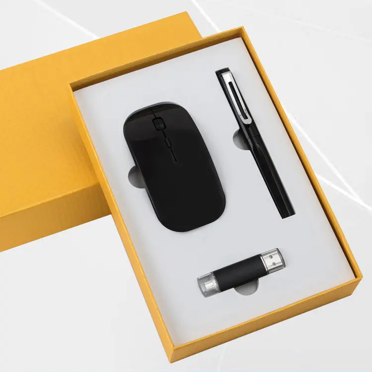 Беспроводная мышь Usb флеш-накопитель ручка 3 в 1 подарочная коробка Премиум ежегодная встреча Пользовательский логотип корпоративный подарок набор