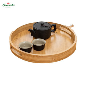 Bandeja Redonda Premium de Bambú con Asas para Servir, Bandeja Natural de Bambú para Frutas y Té, para Hogar, Hotel, Cafetería, Venta al por Mayor, Pedidos al por Mayor - Product Image 2