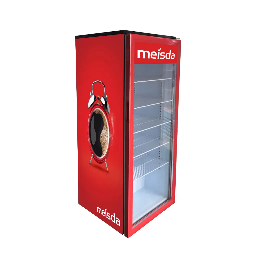 Meisda SC190 ตู้เย็นระบายความร้อนด้วยอุณหภูมิเดียว 190 ลิตรตู้เย็นประตูกระจกสําหรับโชว์เบียร์และเครื่องดื่มซูเปอร์มาร์เก็ต
