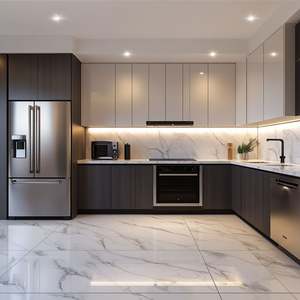 Conjunto de muebles de armario de cocina moderno de madera de roble macizo modular de lujo listo para montar - Product Image 4