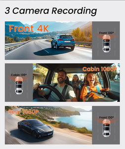Triple <b>Camera</b> Dash <b>Camera</b> <b>Night</b> <b>Vision</b> IR Light Front Rear Cabin Recorder Type C Car DVR - Product Image 2
