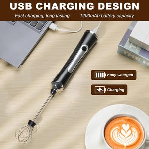 Handheld Stainless Steel Milk Frother for Coffee Rechargeable Electric Whisk 3 Speeds Square Design Coffee <b>Tea</b> Tools 4W Power - Product Image 5
