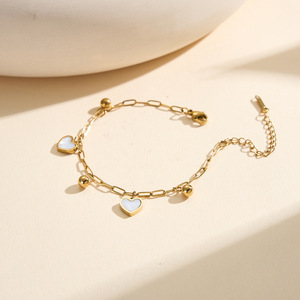 Elegant summer beach womens 18K PVD <b>Gold</b> Plating stainless steel Jewelry Shell Heart <b>Anklet</b> pendant for Girls - Product Image 6