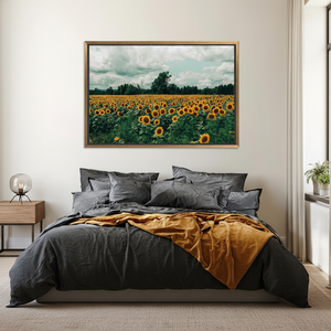 Sunflower Field Canvas Print: Vibrant Nature Landscape Artwork,GOLD <b>FRAMED</b> CANVAS - Product Image 3