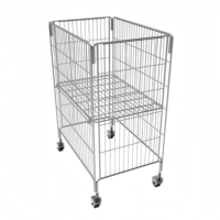 Chariot de rangement mobile multi-niveaux ALWORLD CH07102 en acier galvanisé robuste avec cage en fil métallique, capacité personnalisée de 0,19 m³